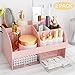 Makeup Organizer with Drawers, Cosmetic Storage for Dresser Vanity and Bathroom Countertop, Beauty Holder for Lipstick Brush, Skincare Organizer for Vanity, Cosmetic Display Case (Pink-2Pack)