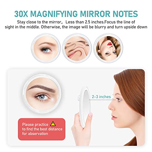Miyadiva Magnifying Mirror,30X Magnifying Mirror With Suction Cups,Magnifying Makeup Mirror,30X Travel Magnifying Mirror,Suitable For Bedroom,Bathroom And Travel,Gift For Your Lover #TOP2