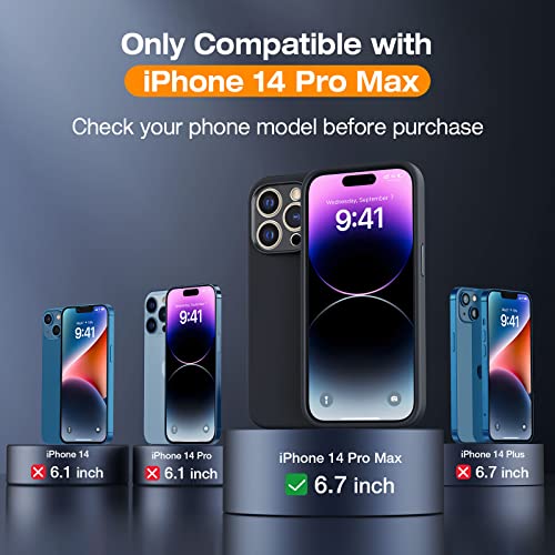 Lk For Iphone 14 Pro Max Case [Liquid Silicone] +2 Pack Tempered Glass Screen Protector & Lens Protector, Compatible For Magsafe Shockproof Full Body Bumper Silm Phone Case, 6.7-Inch, Black #TOP1