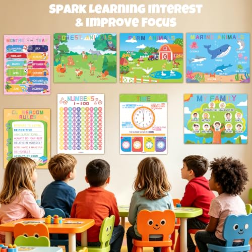 Lumikidz 22 Educational Posters for Toddlers 1-3, Large 17"x13" Toddler Learning Posters with Alphabet Numbers Animals - Preschool Learning Activities, Homeschool Classroom Decor, Kindergarten Teacher Supplies - Image 7