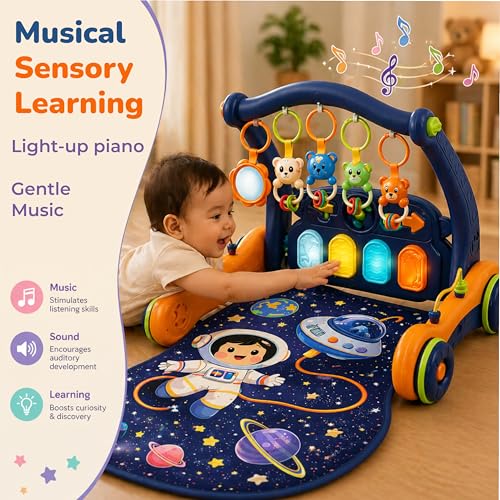 Image of Lifelong Astro 2-in-1 Playgym & Convertible Walker | Music, Lights with Hanging Toys | Non-Toxic for Motor & Fine Skills Development | Tummy Time Extra Soft Cushioned Play Mat for Babies (0-24 Months)
