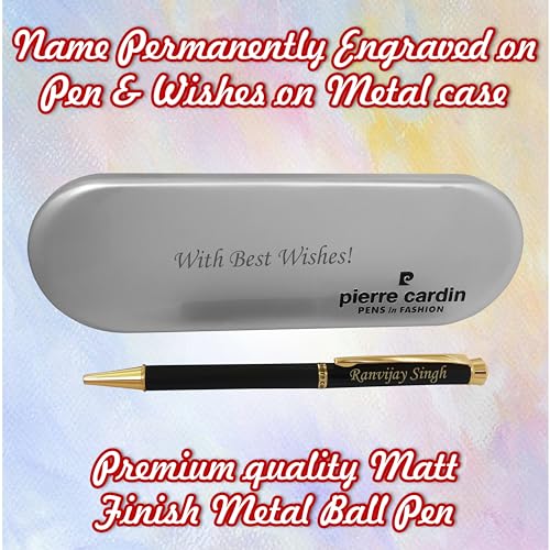 Image of SAVRI Personalized Crystal Ball Point Pen With Name Engraved-Ideal Gift For Special Occasions-Birthday,Anniversary,Father'S Day-Custom Message On Box-Black Color-Gift For Him,Her,Friends,Parents.