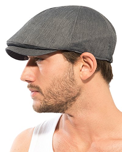 Ililily New Men's Cotton Flat Cap Cabbie Hat Gatsby Ivy Caps Irish Hunting Hats Newsboy With Stretch Fit (Flatcap-004-1) Grey #TOP7