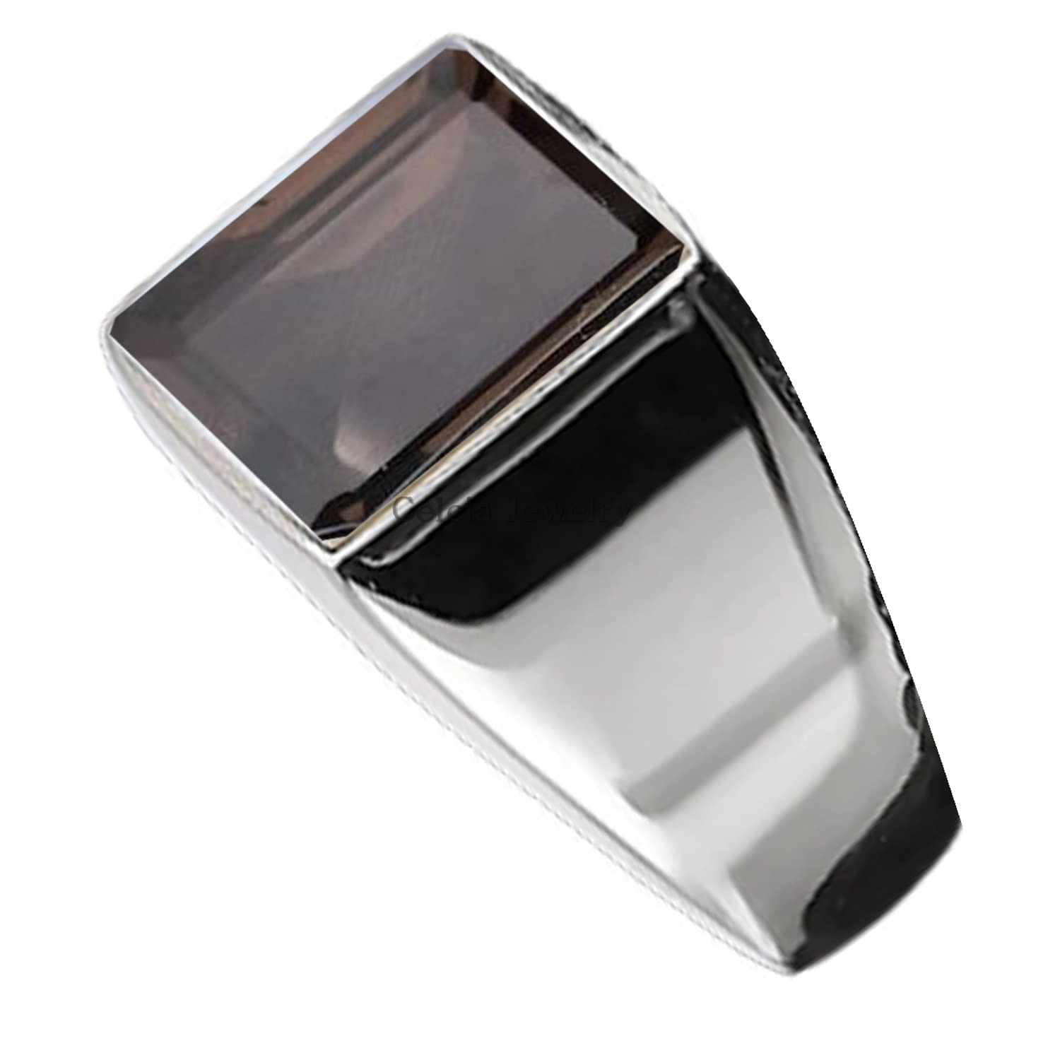 Anello in argento sterling 925 massiccio per uomo, Natural Smoky Quartz 12MM Gemstone Anello con sigillo, Unique Handcrafted Jewelry