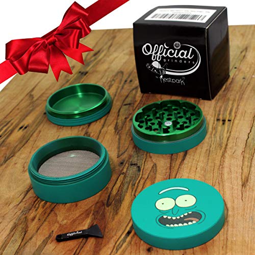 Rick and Morty Herb Grinder - Pickle Rick - SOFT TOUCH Matte Smooth 4 Piece Grinder For Herb & Spice With BONUS Scraper - Rick and Morty Gifts - 2.2 Inches - Thumbnail 6