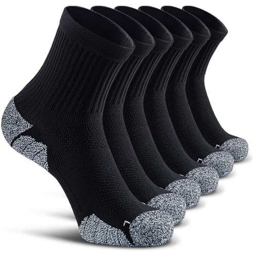 Unisex Cushioned Arch-Support Sport Quarter Socks for Men Women, 3-pairs2