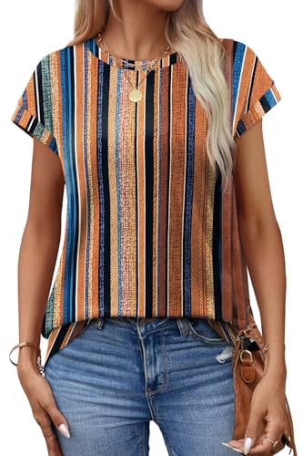Image of Alaroo Womens Summer Tops Short Sleeve Shirts Crew Neck Cute Trendy Tunic Blouses (S-3XL)