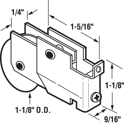Rodillo para puerta de espejo Prime-Line N 6574, rodillo acanalado de acero con rodamiento de bolas de 1-1/8 pulgadas (paquete individual) miniatura 2
