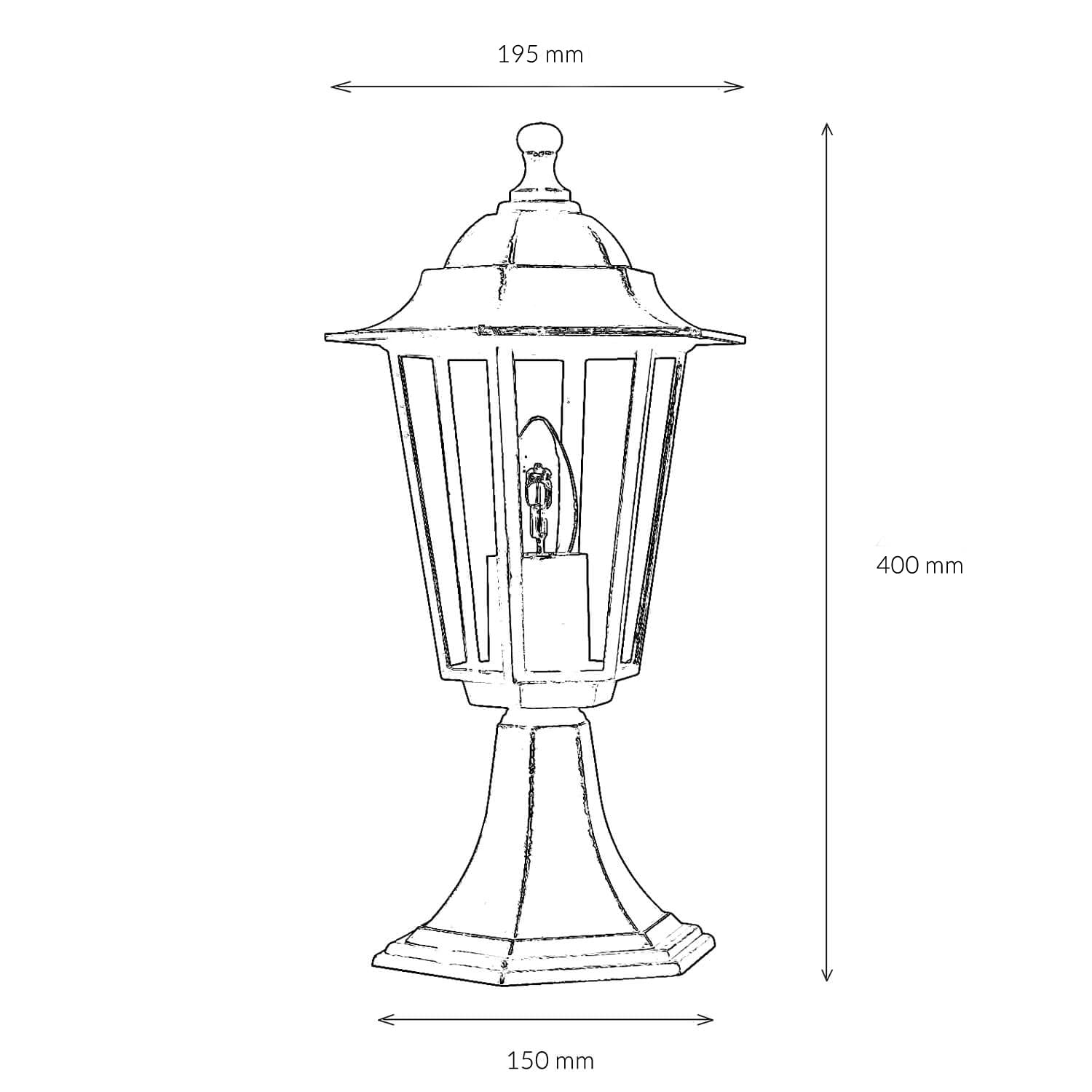 Easylight Lampada da sentiero in vetro alluminio nero IP44 terrazza H:40 cm E27 Lanterna rustica nostalgica da piedistallo per esterni PARIS