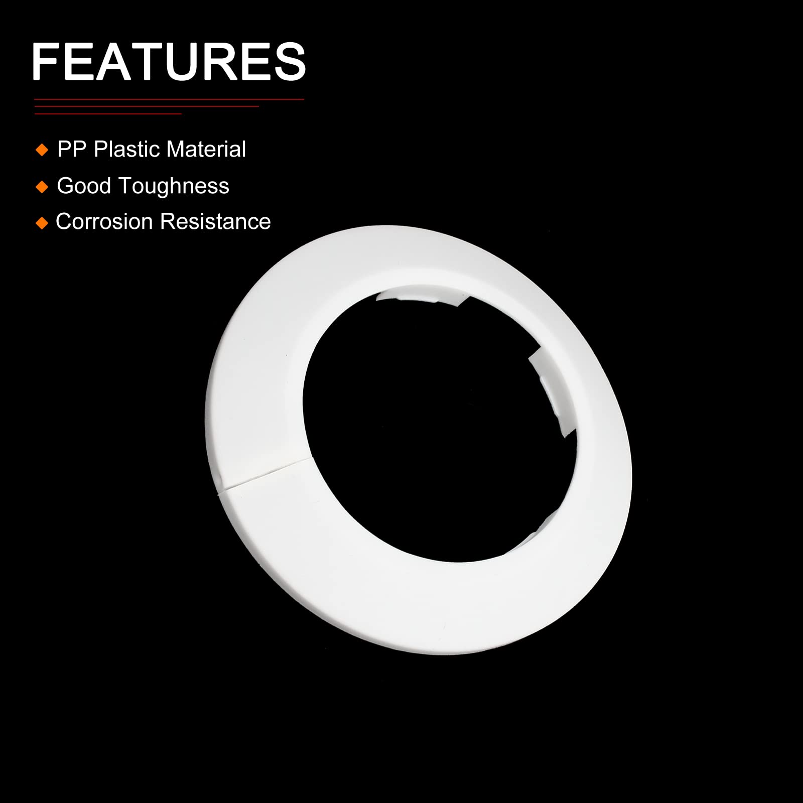 DTGN 100x13mm(DxT) Pipe Cover Decoration - 4Pack - Good for Bathroom Kitchen 63mm Dia Pipe - PP Plastic Escutcheon - White - Image 3