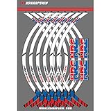 【Montaje】 HRC Motocicleta Llanta Rueda Calcomanías Pegatinas Para HRC (Blanco+Azul)