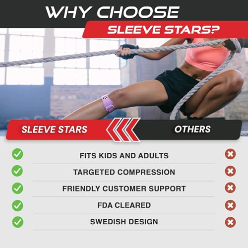 Image of Sleeve Stars Swedish Brand Patellar Tendon Support Strap for Women & Men Effective Osgood Schlatter Knee Brace Youth & Kids Knee Brace with 3 Adjustable Length fits 12 inch-24 inch (Pair /Light Purple /Adult)
