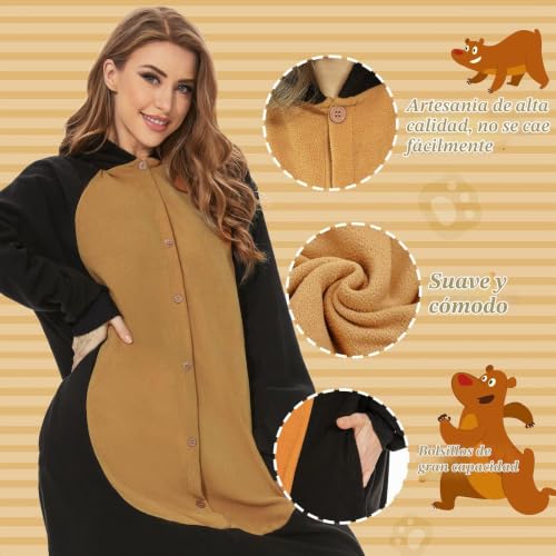 Miniatura 4 de Jonrryin Pijamas De Animales Para Adultos, Unisex Pijama Entero Mujer Con Máscaras De Animales, Pijama Mono Onesie Invierno Traje De Cosplay, Disfraz De Animales Para Carnaval