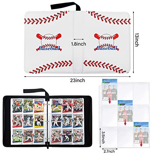 Baseball Card Binder 900 Pockets Trading Cards Binder with 50 Removable Sleeves Sports Card Binder Collectible Trading Card Albums with Zipper Double-Sided Pocket Card Protectors Storage Cases