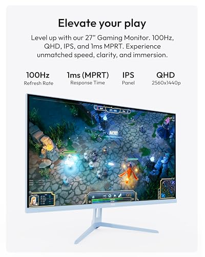 Image of Pixio PX275 Wave Blue 27 inch 100Hz 1440p IPS Panel 1ms MPRT Adaptive Sync Gaming Monitor with Blue HDMI 2.1 Cable Certified Ultra High Speed 10FT 8K 60Hz 4K 120Hz Nylon Braided