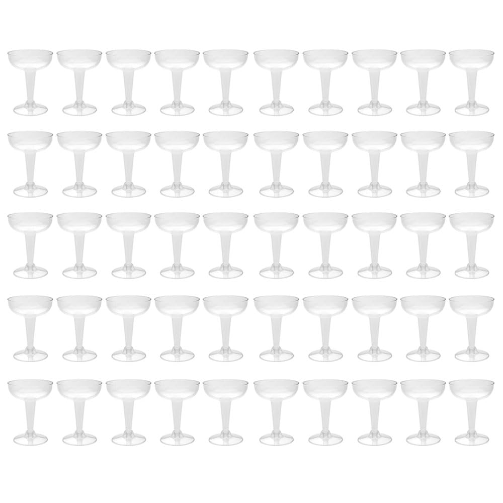 50 Plastic Martini Glasses Disposable Cocktail Wine Champagne Flute Clear 4.5oz Shatterproof with Stems Reusable Plastic Wine Glasses for Parties Weddings Recyclable Elegant Party Wedding Christmas