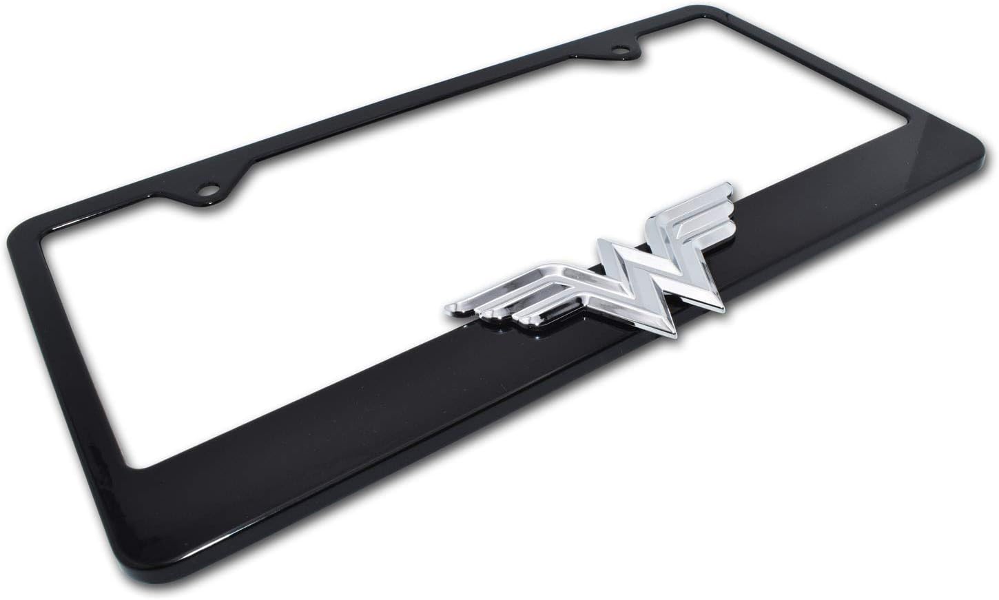 Elektroplate Officially Licensed - DC Comics Wonder Woman Black All-Metal Open Corner Superhero Premium 3D License Plate Frame Tag Holder for Cars/SUVs/Trucks Weather-Proof Automotive Accessory