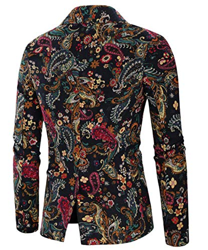 Men's One Button Floral Blazer Slim Fit Peak Lapel Tuxedos Jacket Prom Party Coat Performence Blazer for Men2