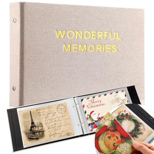 Spiareal Wonderful Memories Card Organizer Set Greeting Card Holder 6 x 8 Inches 100 Pages Stamping Binder Album Display Organization Storage for Memory Greeting Photo Gift