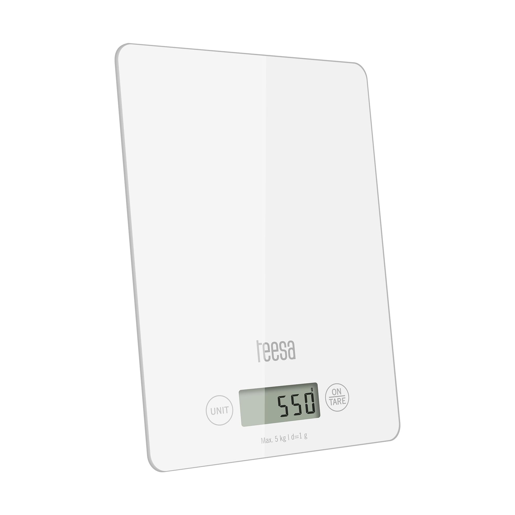 Teesa Waga Kuchenna Elektroniczna Szklana Domowa Tarowanie 5kg Biała