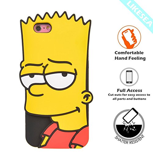 LIKESEA 3D Silicone Case for Apple iPhone 7 (4.7 inches), Lovely Cartoon Soft TPU Gel Protective Cover with Shock-Absorption and Anti-Scratch, Bart