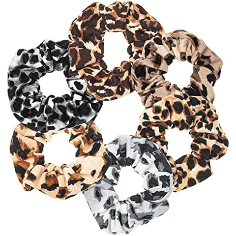 LOOKSEVEN Leopard Print 6PCS Scrunchies Set Cover