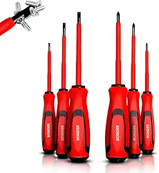 Kit Chave Fenda Magnetica 6 Peças Jogo Chave Isolada Philips Fenda Conjunto de Chave Estrela com Cabo Emborrachado Eletricista Chave de Fenda Philips Linha Premium