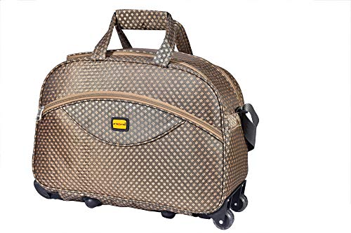 Image of Attraction 55 Cabin Polyester Wheel Duffel Trolley (Gold)