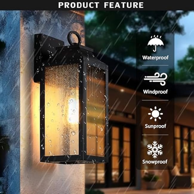 Outdooor Wall Light Fixture 12.63 Exterior Wall Lantern Lighting Black Industrial Sconce BD059-1-BK