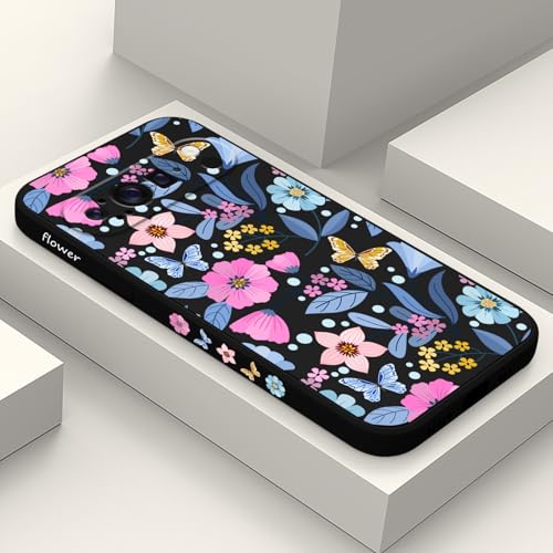 Coque Google Pixel 9 Pro fine silicone liquide fleur noire protection