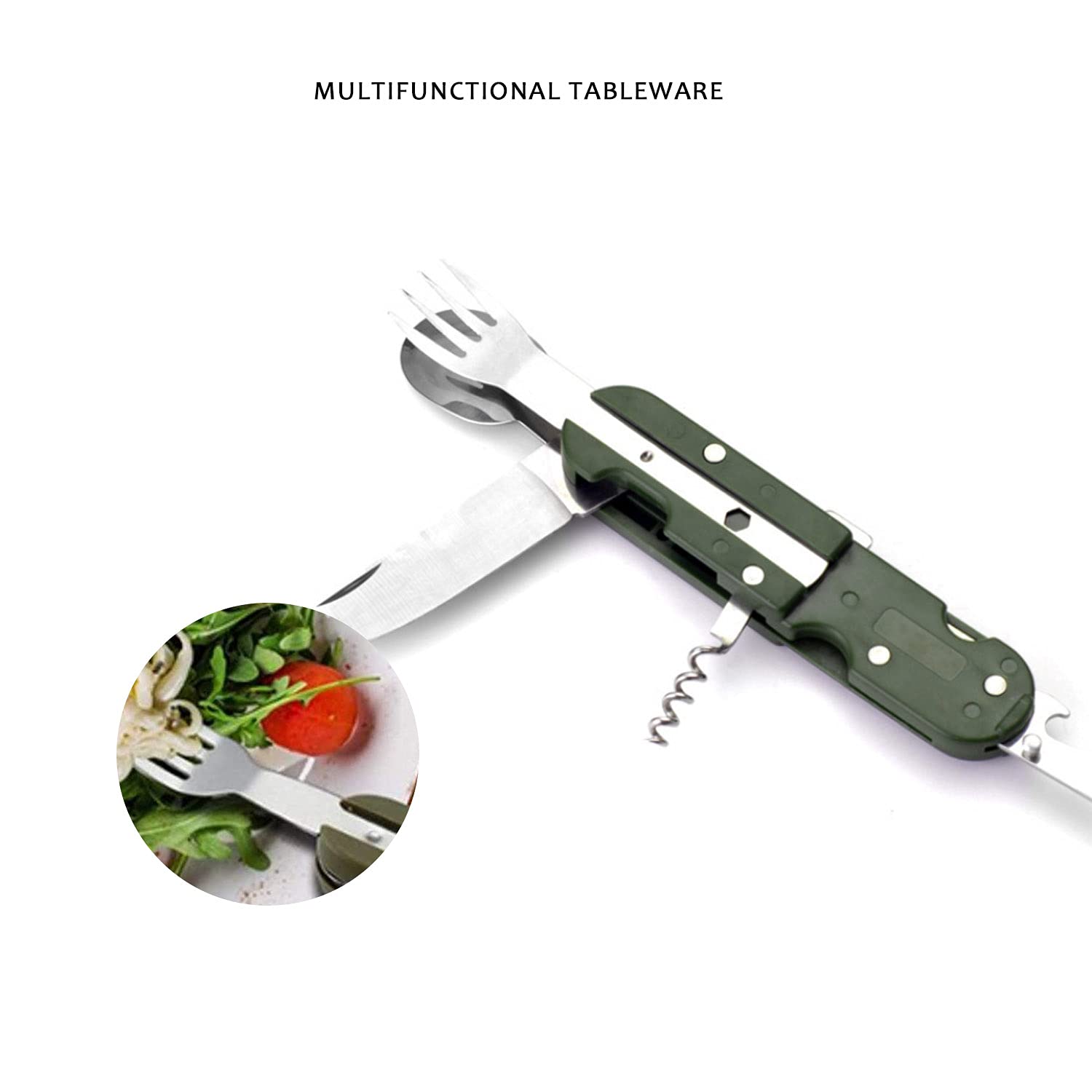 Camping Besteck Set Abnehmbare Edelstahl Faltbar Tragbar Camping Besteck Camping Utensils Faltgeschirr Abnehmbare Outdoor Reiseutensilien Set mit Aufbewahrungstasche für Reisen Camping Picknick
