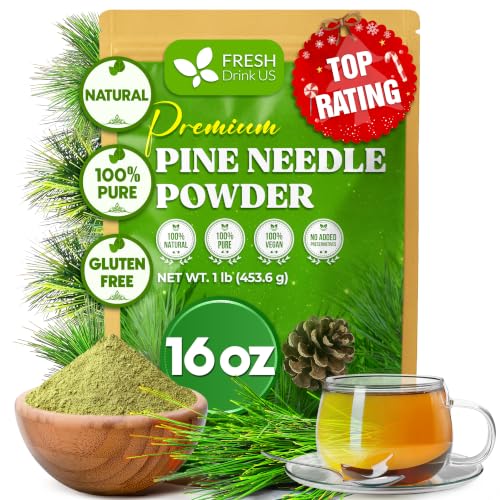 FreshDrinkUS, Premium 16oz Pine Needle Leaves Powder, 100% Natural &amp; Pure, Herbal Tea, Daily Infusion Botanical, No Sugar, No Caffeine, No Gluten, Vegan.
