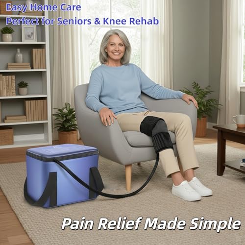 Image of Ice Machine for Knee After Surgery, Portable Cold Therapy Machine with Timer, Silent Pump, Pain Relief System, Comfort Pad for Knees Waist Elbows Hip and Ankle, Dad Gifts & Mom Gifts, Blue