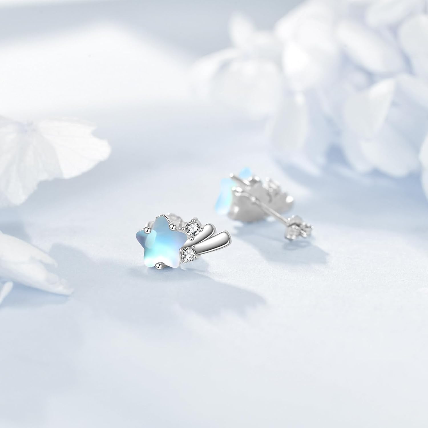 Star Earrings for Women Sterling Silver Moonstone Stud Earings Jewelry Gifts for Women - Image 6