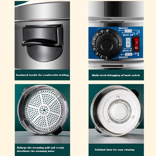 Vaporiera elettrica a 3 livelli in acciaio inox termostaticamente controllata 4300W per cucinare la colazione