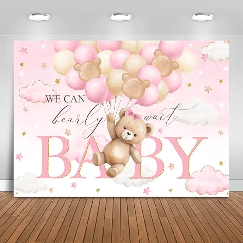 Fondo para Baby Shower Tema Oso Rosa 240x180 cm miniatura 1