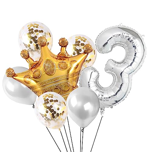 Image of 40 Inch Silver Number Balloons, Helium Mylar Foil Number Balloons for Birthdays, Number 3 Balloon for Party Wedding Bachelorette Birthday Bridal Shower Anniversary Celebration Party Decorations