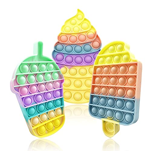 EXZ Fidget Toys,Pop Bubble Fidget Sensory Toy Set,Summer Design Push Fidget Toys Pack for Kids Boys Girls Adults Stress Relief(ice Cream)