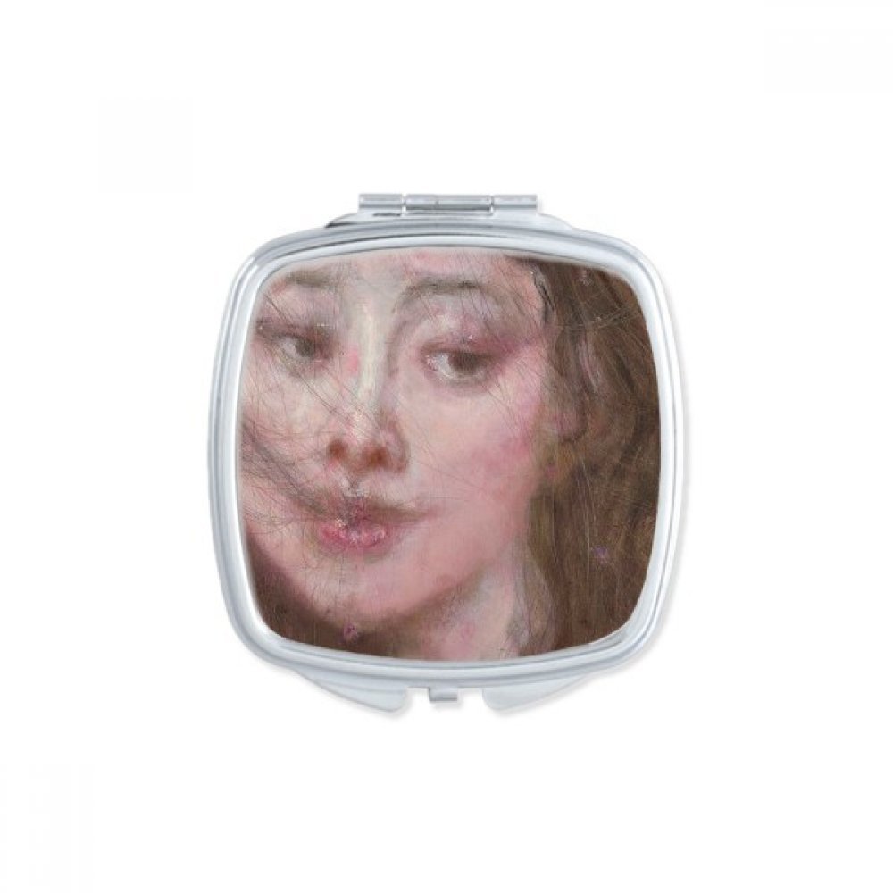 Miroir carré maquillage compact portable peinture huile multicolore cadeau
