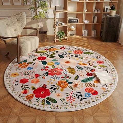 Rugcomf 6ft Washable Round Rug Cover