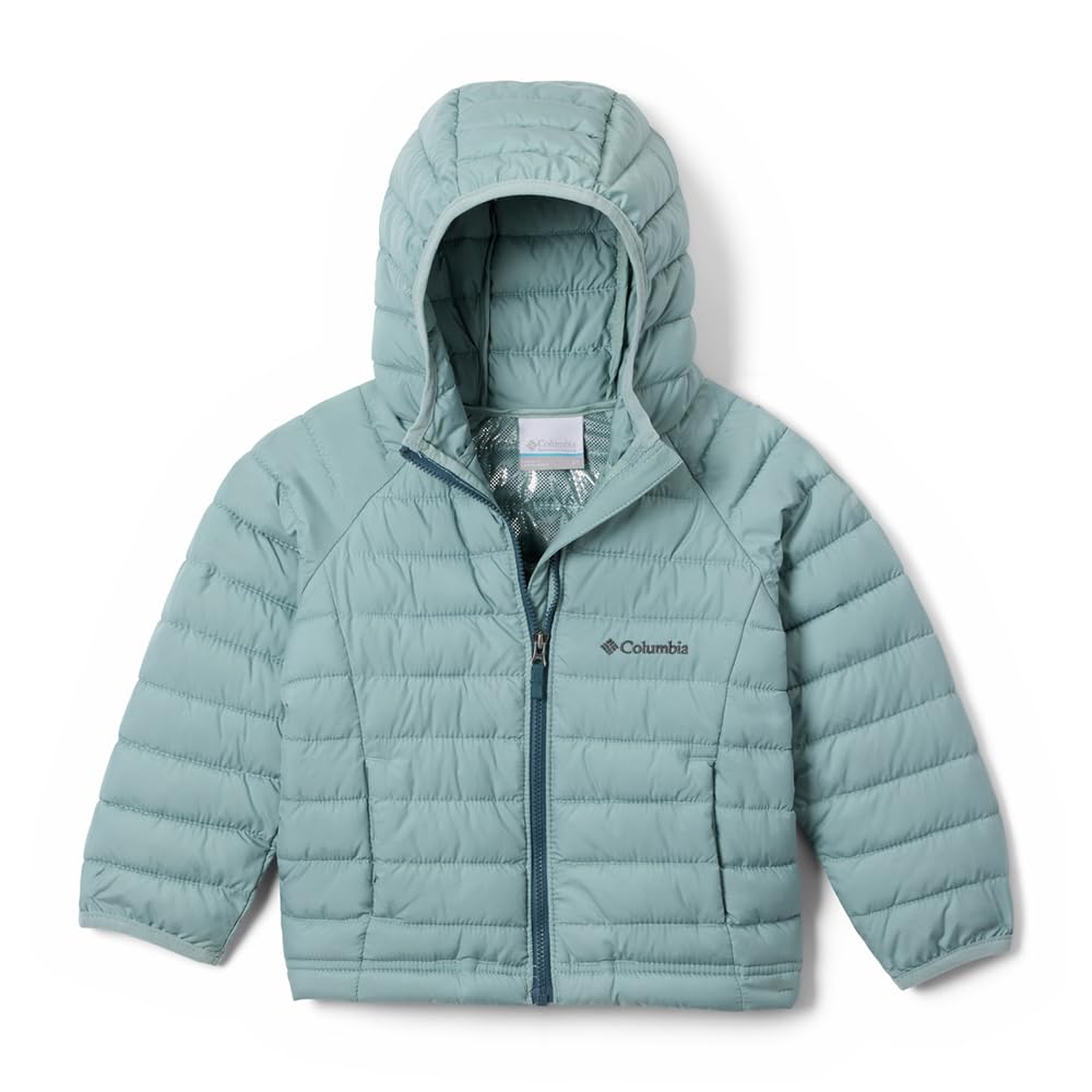 Columbia Youth Girls Powder Lite 2 Hooded Jacket, Hooded Puffer Jacket, Crushed Blue, XL