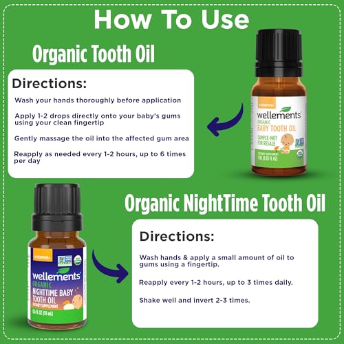Image of Wellements Organic Baby Tooth Oil for 4 Months+(0.5 Fl Oz) -Day & Night Soothing Teething Relief Oil* for Babies - Gently Helps Soothe Tiny Gums*, Calms Teething Discomfort & Supports Bedtime Comfort