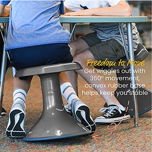 Image of ECR4Kids ACE Active Core Engagement Wobble Stool, 15-Inch Seat Height, Flexible Seating, Grey