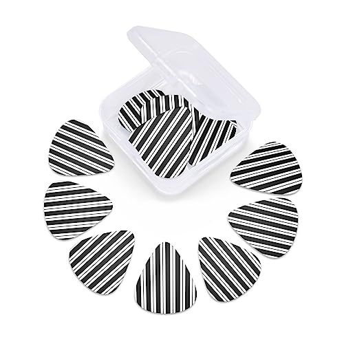 Lot de 12 médiators de guitare à rayures noires et blanches dans une boîte pour ukulélé guitare électrique basse - Les Beatles, Paul McCartney, John Lennon, RIngo Starr, George Harrison Lot de 12 médiators de guitare à rayures noires et blanches dans une boîte pour ukulélé guitare électrique basse – Image 7