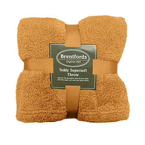 Brentfords Manta de Forro Polar Grande para Cama de Peluche, Color Ocre,...
