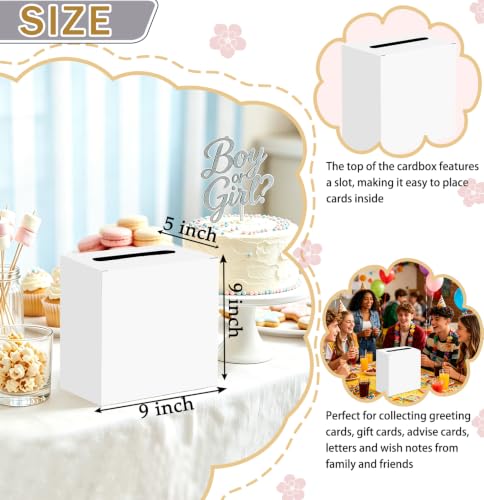 Image of SietDESEO White Card Box for Graduation Large Cardboard Gift Card Box Holder for Wedding Reception Birthday Graduation Baby Shower Raffle Ticket Box with Slot