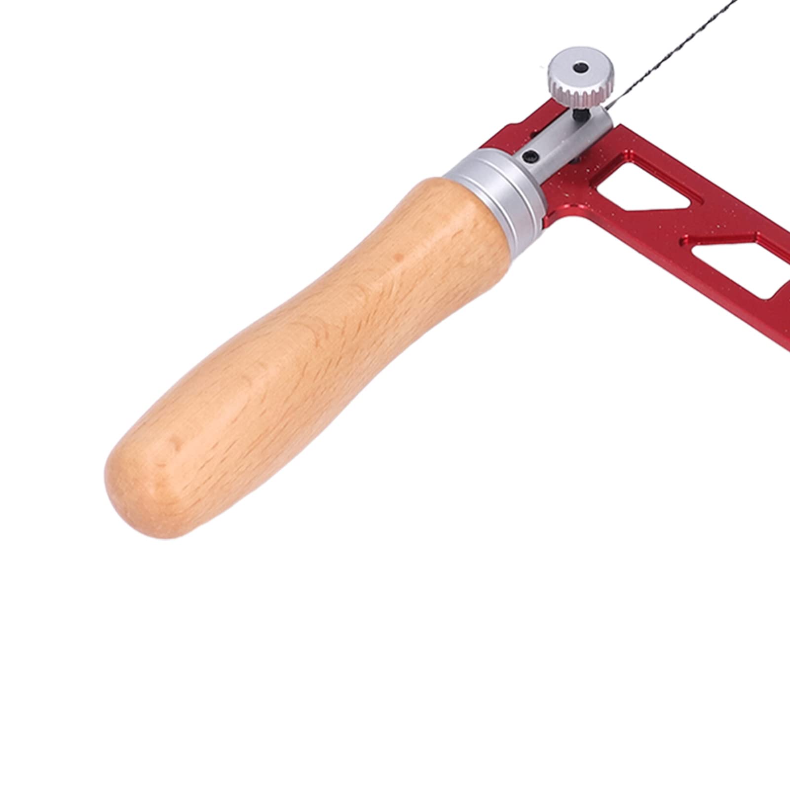 Mini Sierra Manual para Madera de Metal, Hecha de Aleación de Aluminio y de Madera para Joyería, Carpintería con Ergonómico para Manualidades, Color Rojo (5 pulgadas)