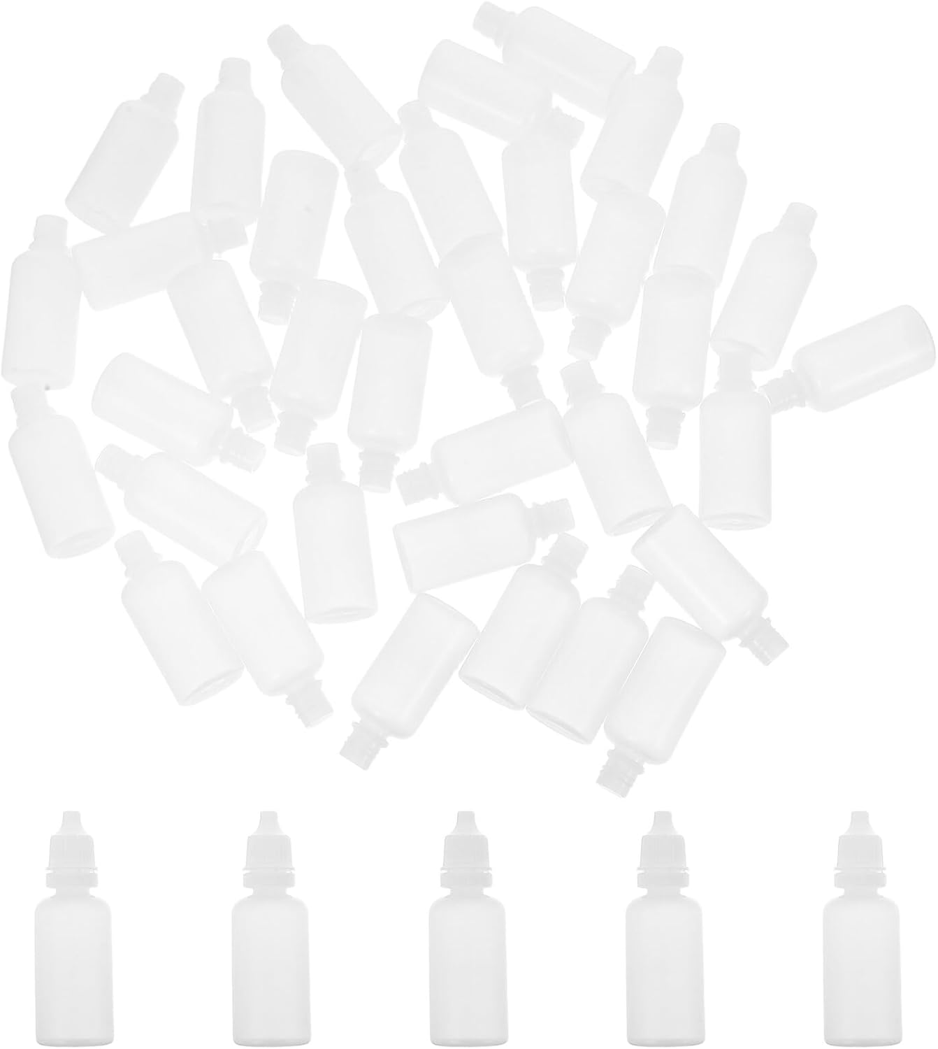 ABOOFAN 100pcs 20ml Plastic Dropper Bottles with Screw Caps, Portable Small Liquid Droppers for, Eye Care, and Oil Storage, Refillable and Squeezable Containers for Laboratory Use