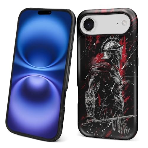yicomon Compatible with iPhone 17 Air Case, Warrior Gladiator Pattern Print Matte Phone Case Durable Fashion Funny Liquid Silicone Case Soft Anti-Scratch Shockproof Protective Cover