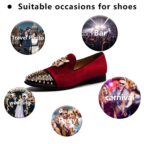 Image of Meijiana Mens Velvet Loafers Dress Shoes with Metal Embellishments Party Luxury Loafer Shoes